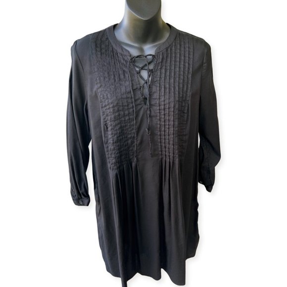 🌸 4/$50🌸 Black Lace-Up Tunic with Pleating Details - Picture 7 of 10